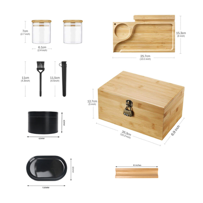 Natural bamboe stash box met dienblad sigaren doos voor mannen cadeau logo en kleur aanpasbaar