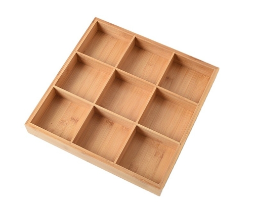Houten negencompartiment diner plaat Bamboe maat Multifunctionele voedsel diner plaat