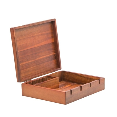 Rood gedrukt Acacia Houten Homeowner's DIY Tool Kit Toolbox Organisator cadeau voor Vadersdag