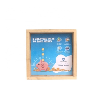 Natuurlijke creatieve houten opslagdoos voor reizen Vakantie huwelijksreis Afsluitingsreis Volwassenen Kinderen Piggy Bank Geld spaardoos