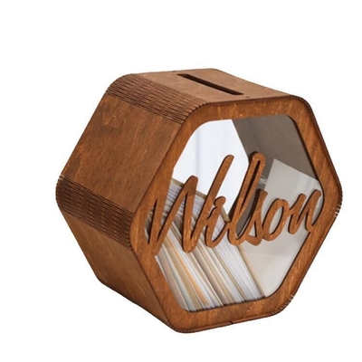 Amazon hot sale houten trouwkaart opslagdoos met PVC venster, cadeaubon opslagdoos