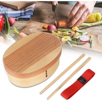 Houten sushi doos in Japanse stijl Creatieve ovale houten doos Outdoor draagbare voedselopslag opslag opslag opslagdoos