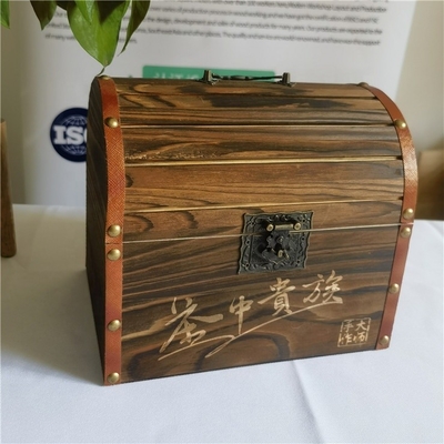 Fabrieksvoorziening Houten decoratieve dozen met scharnieren deksel Zwarte houten doos Houten thee doos