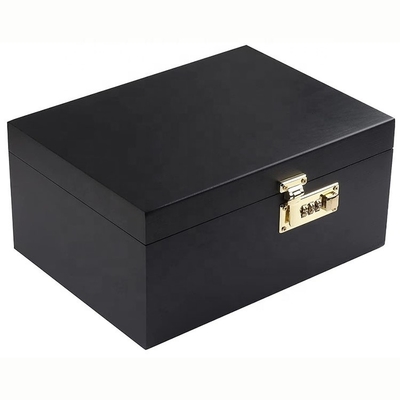 Aanpassen Luxe Solid Wood Box Eco-vriendelijke houten decoratieve dozen met hinged deksel Zwarte houten doos