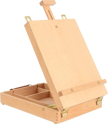 Op maat gemaakte kunstbenodigdheden Doos Easel Sketchbox Schilderopslagdoos, aanpasbare houten tafelbank Easel voor tekenen en schetsen student