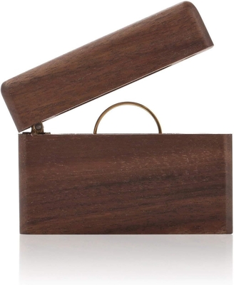 Gepersonaliseerde houten verlovingsring doos kleine slanke platte ring case voor voorstel, bruiloft