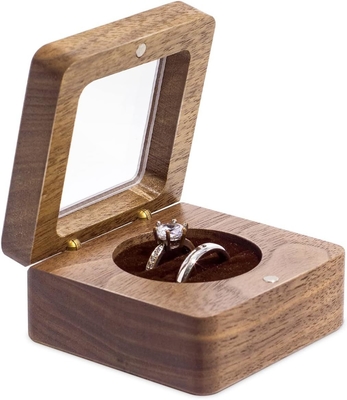 Gepersonaliseerde ringdoos voor bruiloftsceremonie, houten ringdragerdoos, fluwelen ringdoos voor propsal, valentijnsgeschenkdoos