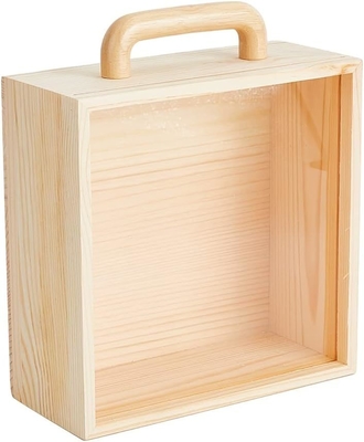 Speelgoedfiguren vertoondoos Hout ambachtelijke schaduwdozen Transparante acryl glijdend deksel Houten cadeaubon met helder deksel