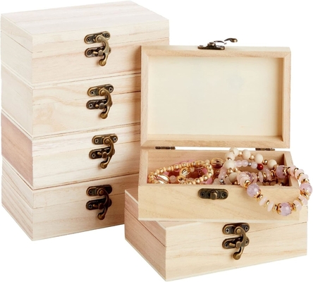 Onvoltooide houten dozen voor ambachtelijke doeken met scharnieren, sieraden, ambachtelijke artikelen, opslag