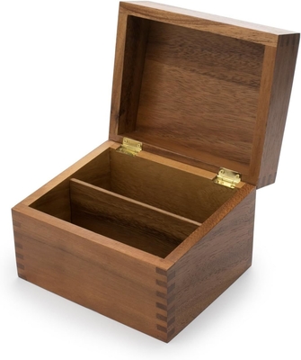 Houten keukendoos Acacia Houten receptdoos met verdelende tabbladen