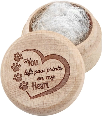 Hondenherdenkingsdoos voor verloren huisdieren Houten souvenirdoos met huisdierpoot Graverende haarkas Urn Herdenkingscadeau