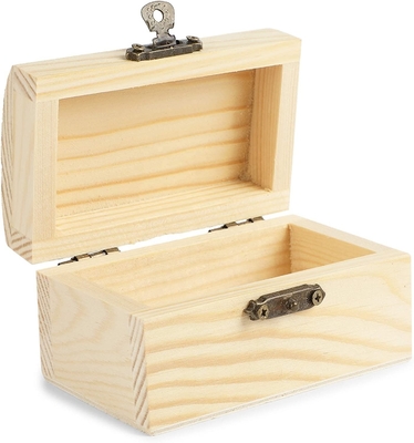 Bright Creations Onvoltooide houten schatkist met deksel en sluitclamps 3,5 x 2,2 x 2 inch