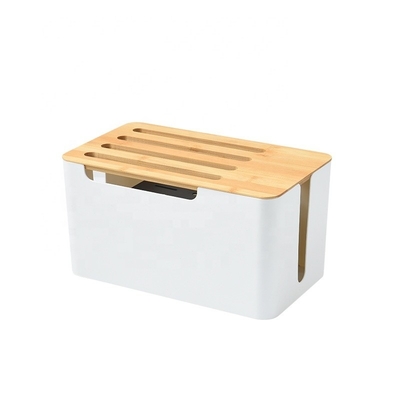 Router opslagdoos met bamboe deksel houten aansluitdoos draadloos wifi tv set-top doos