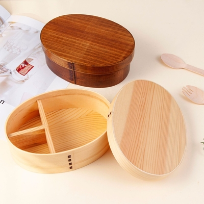 Japanse Bento Box met Divider Houten Bento Lunch Box voor Picnicking Office Wandelen Kamperen