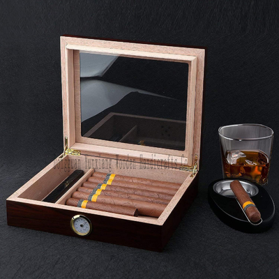 Sigaren Humidor, Glas Top Sigaren Doos, Desktop Hout opslagkasten Houders
