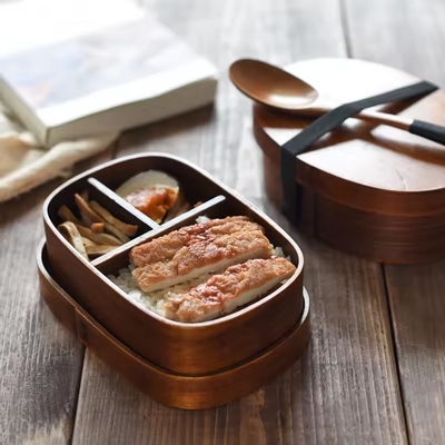 Japanse creatieve kantoormedewerkers handige lunchdoos, houten sushi doos, bento doos