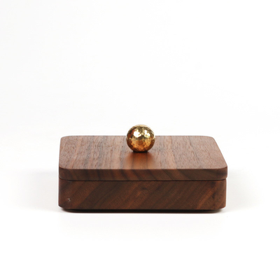 Persoonlijke kleur Vierkante Luxe Juwelen Doos Walnoot Houten Doos Met Deksel Gift Packaging