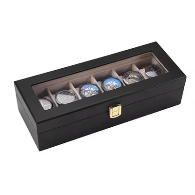 Premium Houten 6 Slots Horloge Doos voor Mannen Elegante massief houten ontwerp. Perfect voor horloge opslag en display