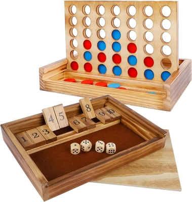 Nieuwste Customized Classic Hout dobbelstenen spel met nummers & Line Up 4 spel voor kinderen familie