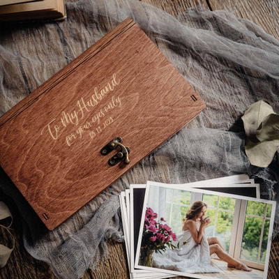 Houten fotoalbumdoos trouwfoto doos voor trouw/fotografie/bedrijfspromotie cadeau