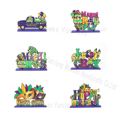 Grote Mardi Gras Houten versieringen met Comedy Tragedy Face Mardi Gras Float Mask Tafelversiering voor Mardi Gras Party Prom Supplies