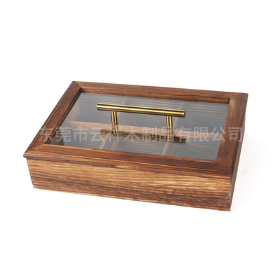 Plateau de service en bois rustique divisé avec 6 sections