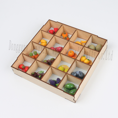 Educational Sorting Set Wooden Montessori Toys for Toddlers, Miniature Fruits Play Food Sensory Toy Set, Perfect Travel Toy for Kids