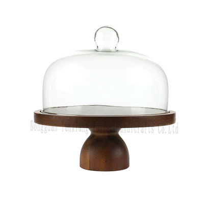Wooden Cake Stand Rustic Round Cake Pedestal for Dessert Table, Cupcakes, Wedding, Party & Restaurant Decor, Natural Wood Food Display Stand