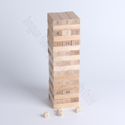 Wooden Stacking Number Blocks Game Set 54 Pieces Montessori Toy